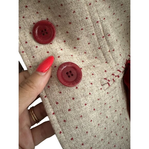 EMANUEL UNGARO Ungaro Fever Red Beige Polka Dot Bow Blazer Size 2 - Picture 3 of 13